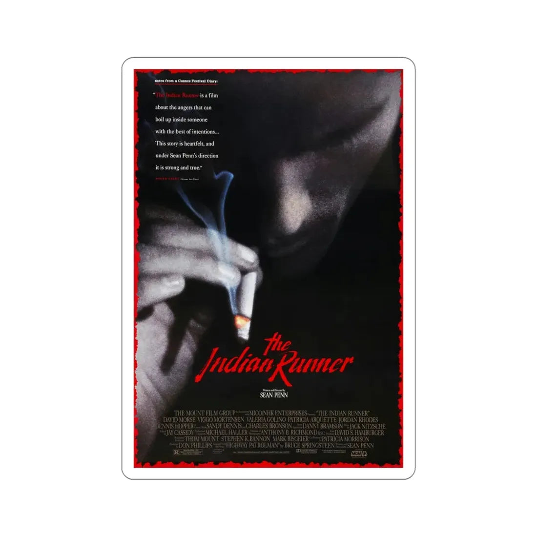 The Indian Runner 1991 Movie Poster STICKER Vinyl Die-Cut Decal 5 Inch - The Sticker Space