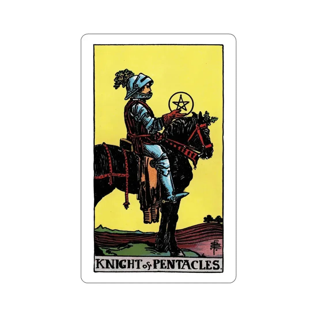 The Knight of Pentacles (Rider Waite Tarot Deck) STICKER Vinyl Die-Cut Decal 5 Inch - The Sticker Space