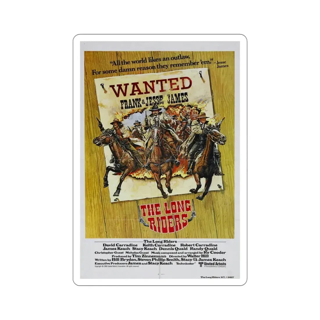 The Long Riders 1980 Movie Poster STICKER Vinyl Die-Cut Decal 5 Inch - The Sticker Space