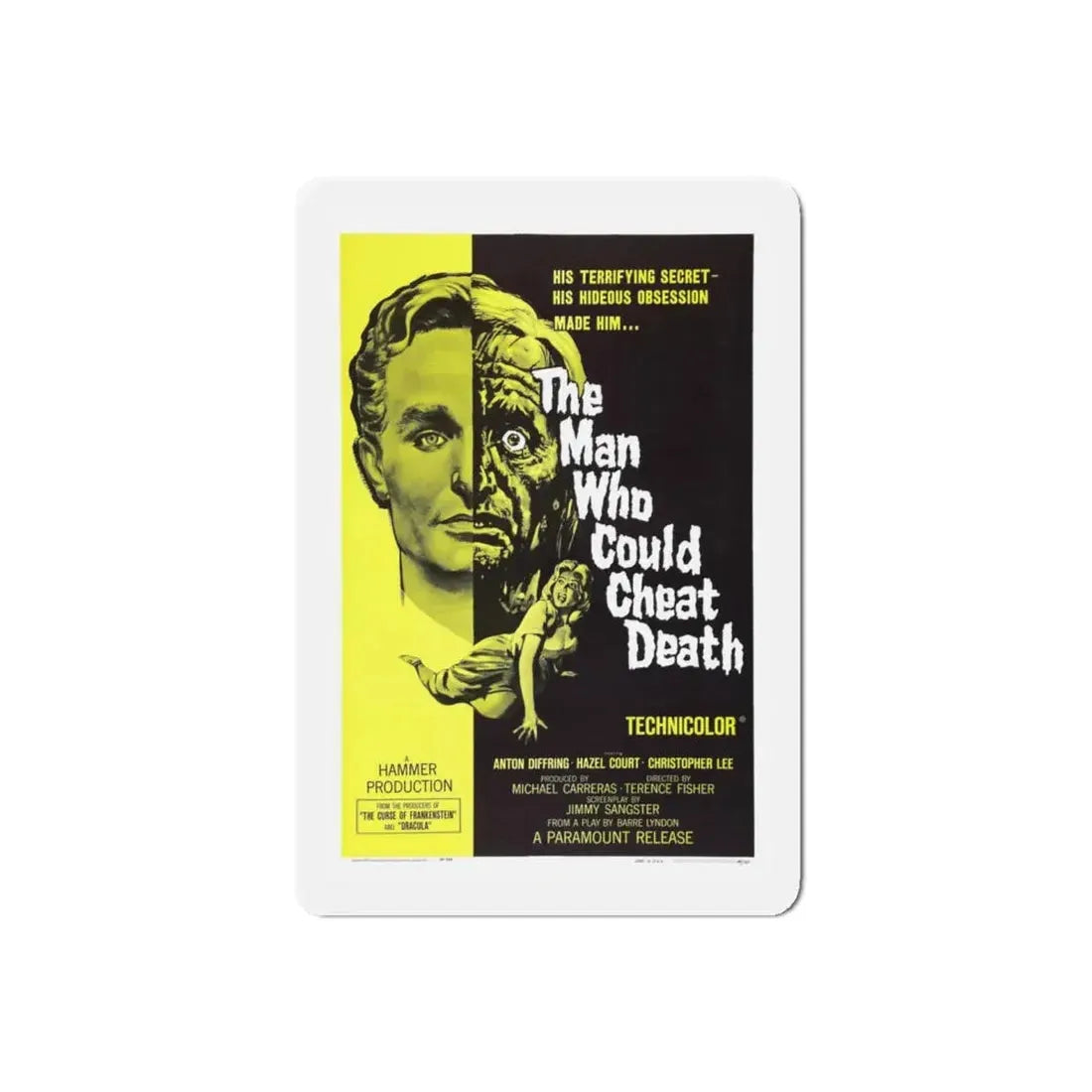 THE MAN WHO COULD CHEAT DEATH 1959 Movie Poster - Refrigerator Magnet 5 Inch Die-Cut - The Sticker Space
