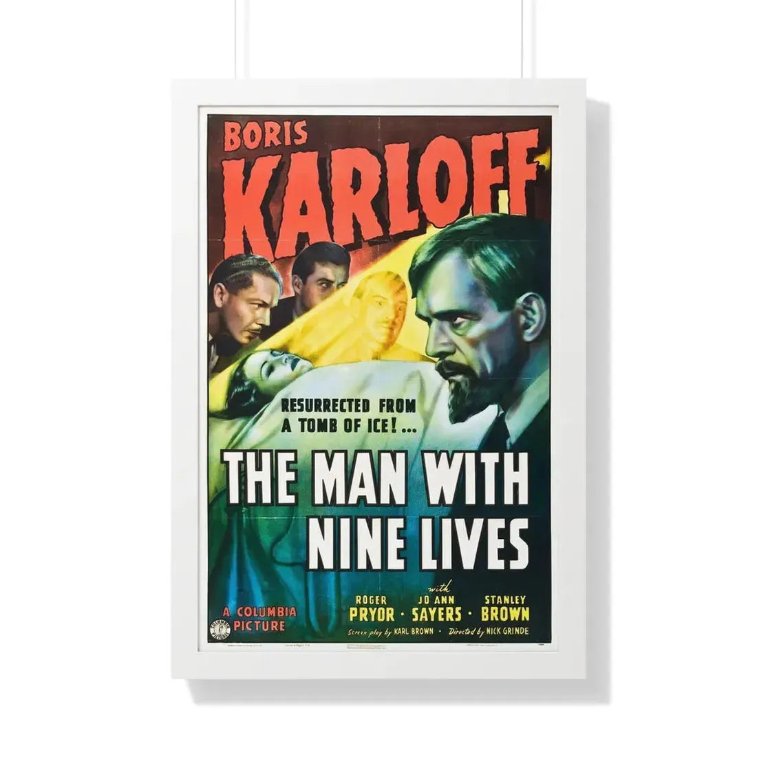 THE MAN WITH NINE LIVES 1940 - Framed Movie Poster 20" x 30" White - The Sticker Space