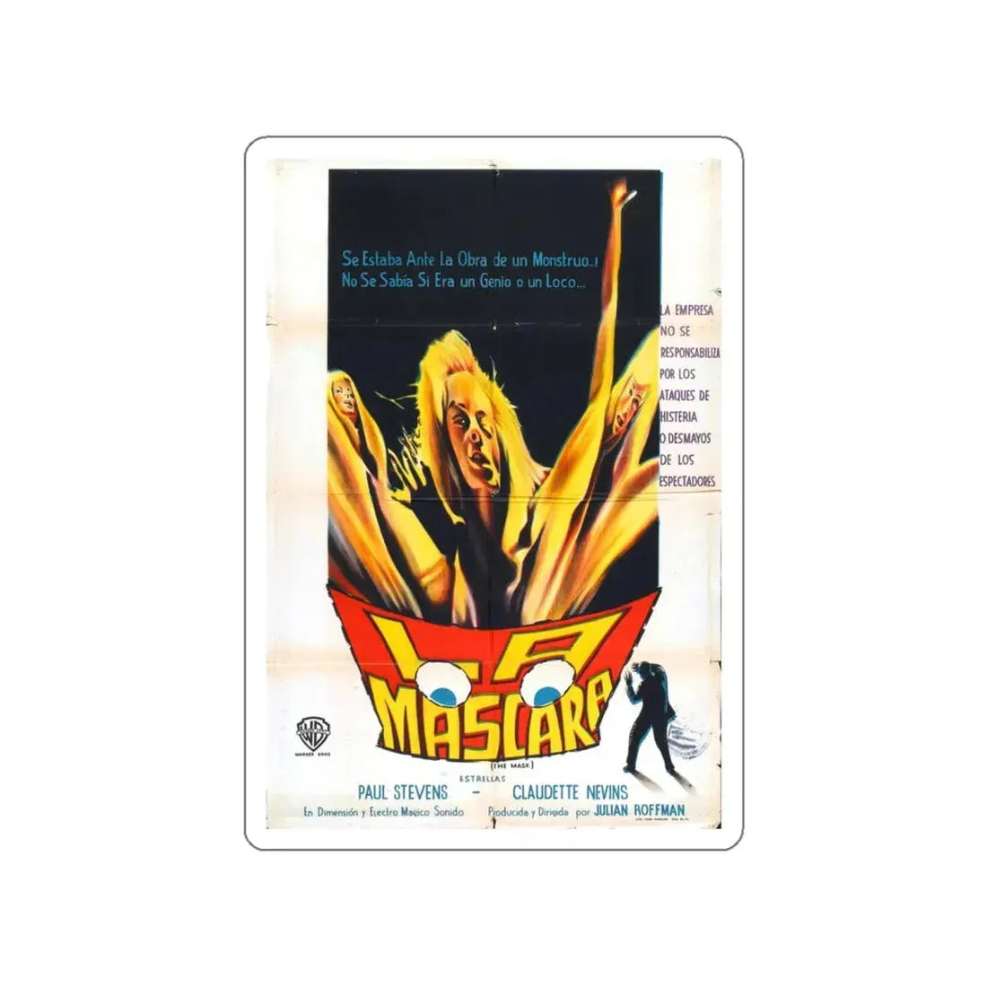 THE MASK (SPANISH) 1961 Movie Poster STICKER Vinyl Die-Cut Decal 5 Inch - The Sticker Space