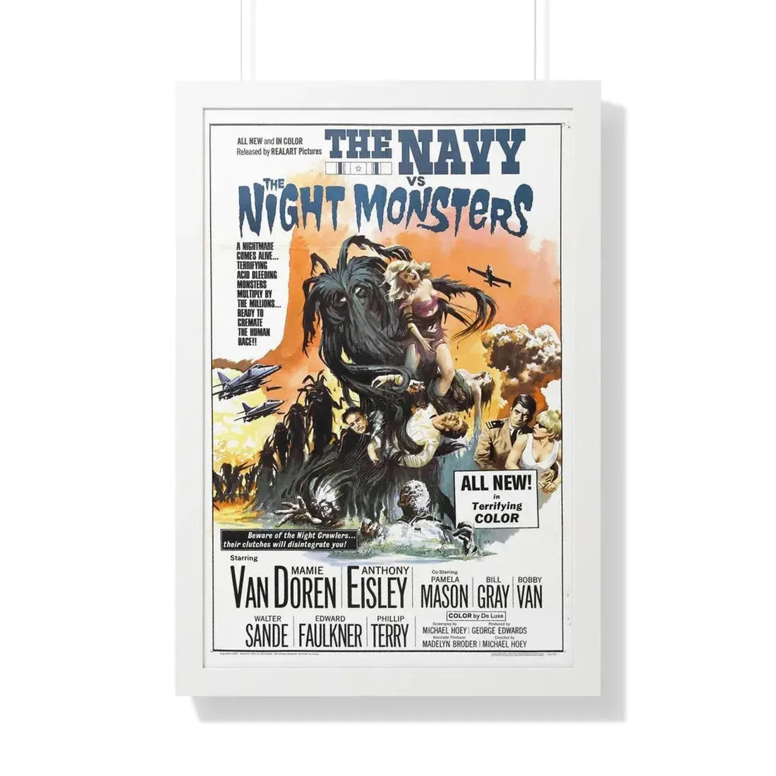 THE NAVY VS THE NIGHT MONSTERS 1966 - Framed Movie Poster 20" x 30" White - The Sticker Space