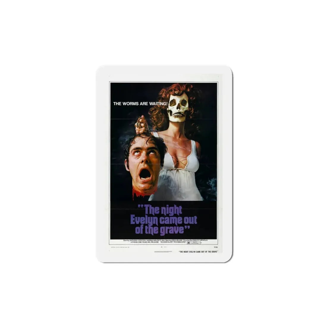 The Night Evelyn Came Out of the Grave 1972 Movie Poster Refrigerator Magnet 4 Inch - The Sticker Space