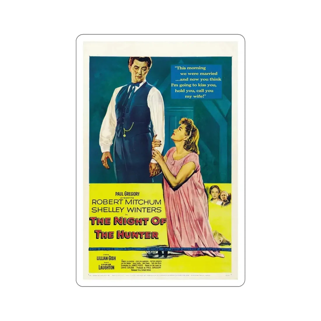 The Night of the Hunter 1955 Movie Poster STICKER Vinyl Die-Cut Decal 5 Inch - The Sticker Space