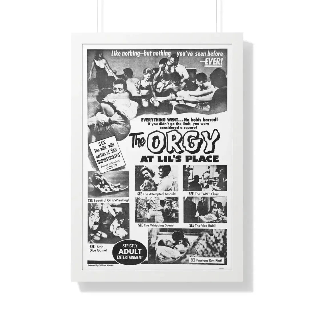 THE ORGY AT LIL'S PLACE 1963 - Framed Movie Poster 20" x 30" White - The Sticker Space