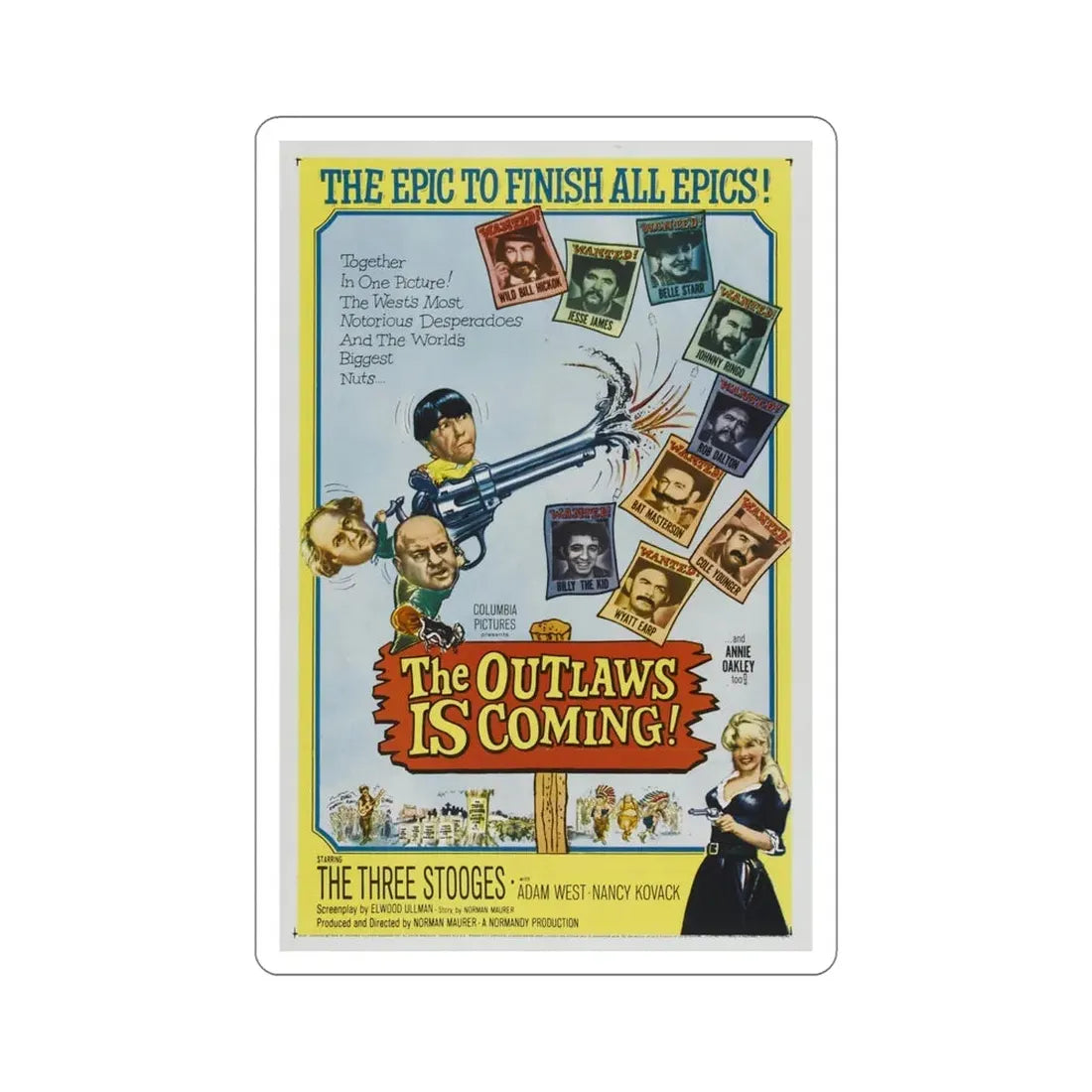 The Outlaws Is Coming 1965 Movie Poster STICKER Vinyl Die-Cut Decal 5 Inch - The Sticker Space