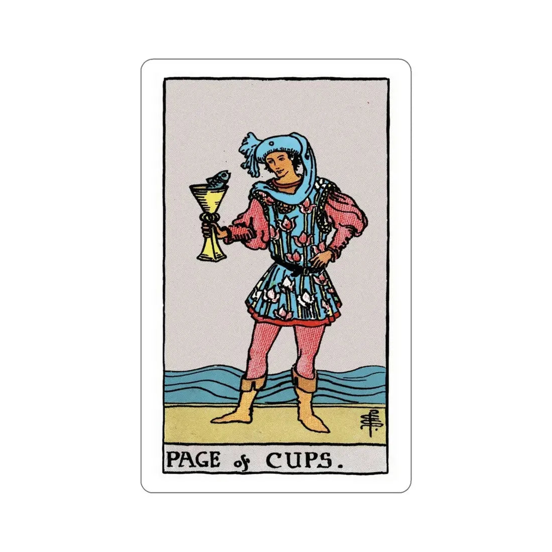 The Page of Cups (Rider Waite Tarot Deck) STICKER Vinyl Die-Cut Decal 5 Inch - The Sticker Space