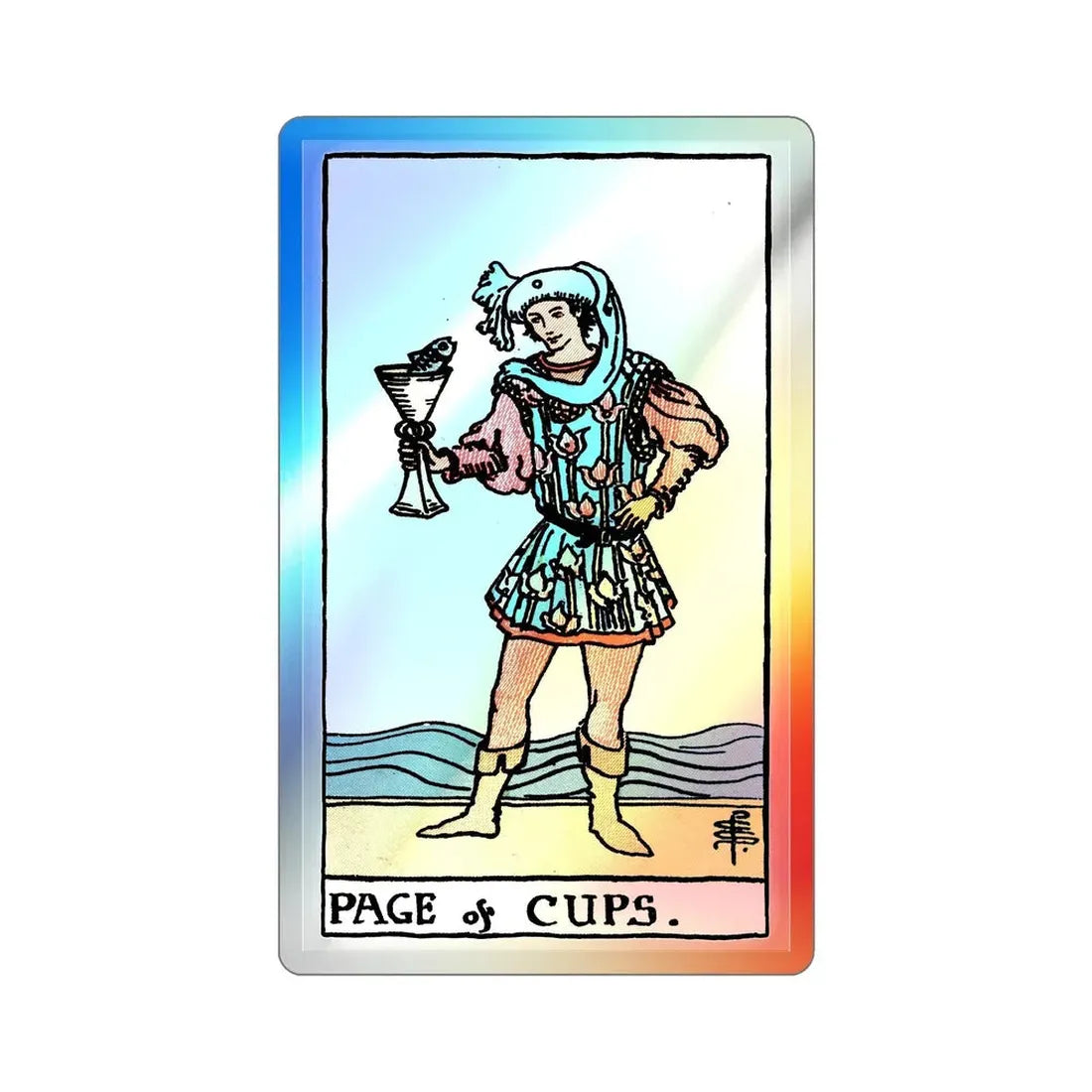 The Page of Cups (Tarot Card) Holographic STICKER Die-Cut Vinyl Decal 5 Inch Holographic - The Sticker Space