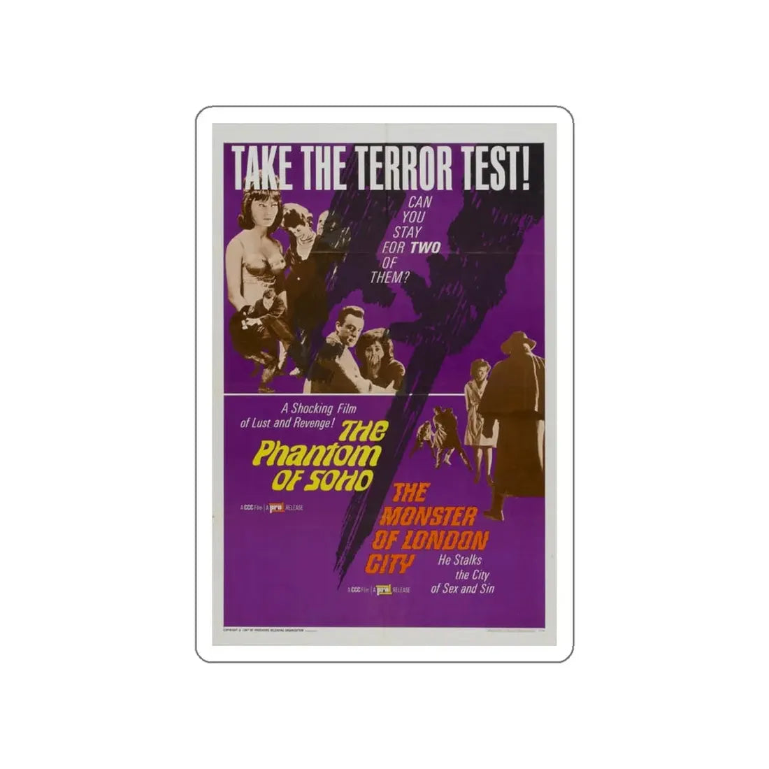 THE PHANTOM OF SOHO + THE MONSTER OF LONDON CITY 1964 Movie Poster STICKER Vinyl Die-Cut Decal 5 Inch - The Sticker Space