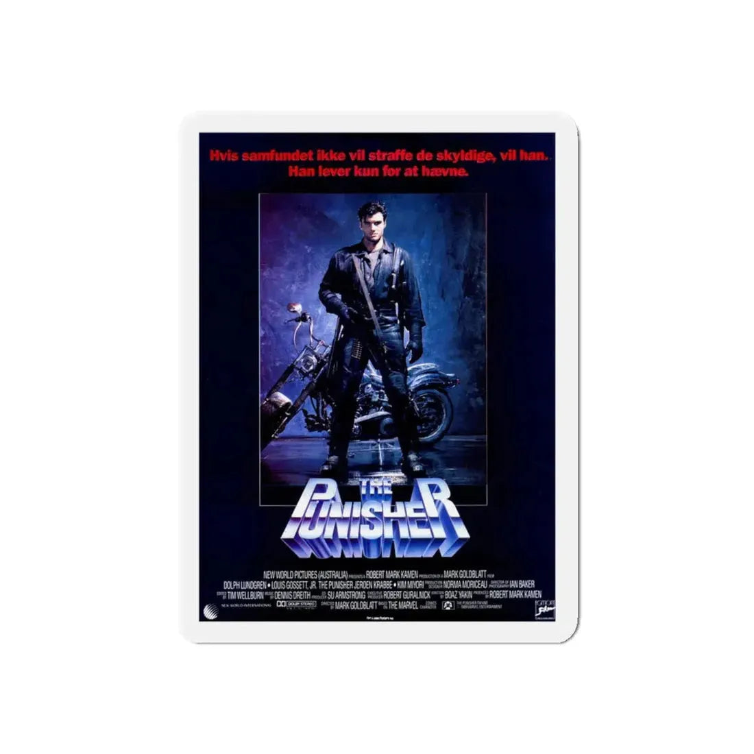 THE PUNISHER (DANISH) 1989 Movie Poster - Refrigerator Magnet 5 Inch Die-Cut - The Sticker Space