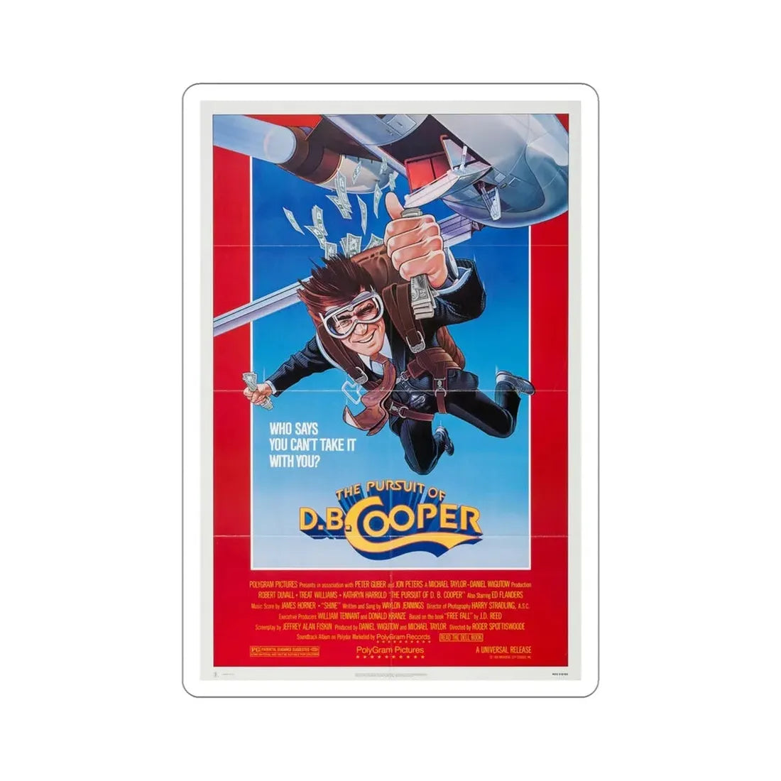 The Pursuit of DB Cooper 1981 Movie Poster STICKER Vinyl Die-Cut Decal 5 Inch - The Sticker Space