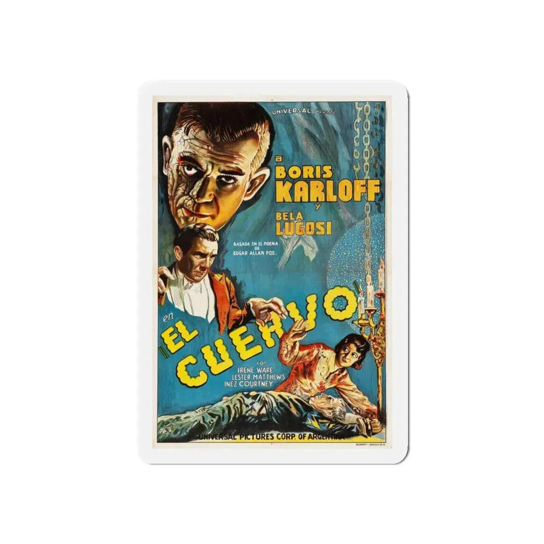 THE RAVEN (ARGENTINA) 1935 Movie Poster - Refrigerator Magnet 5 Inch Die-Cut - The Sticker Space