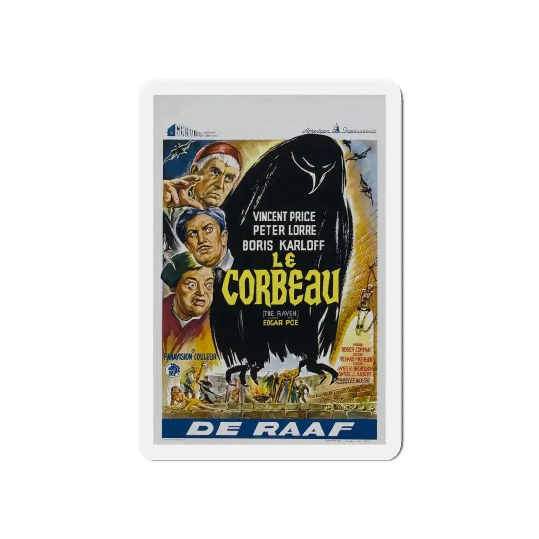 THE RAVEN (BELGIAN) 1963 Movie Poster - Refrigerator Magnet 5 Inch Die-Cut - The Sticker Space