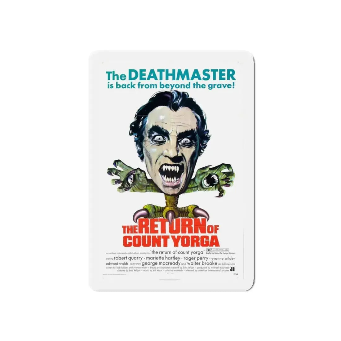 THE RETURN OF COUNT YORGA 1971 Movie Poster - Refrigerator Magnet 5 Inch Die-Cut - The Sticker Space