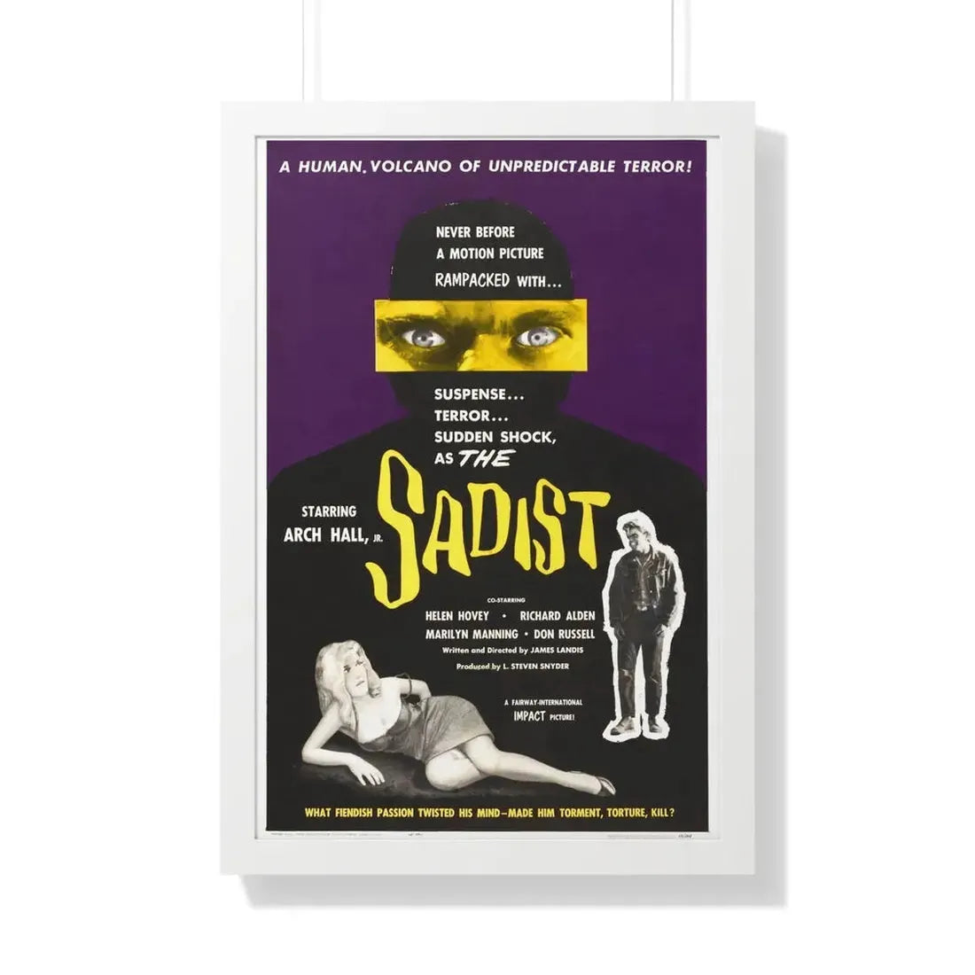 THE SADIST (SWEET BABY CHARLIE) 1963 - Framed Movie Poster 20" x 30" White - The Sticker Space