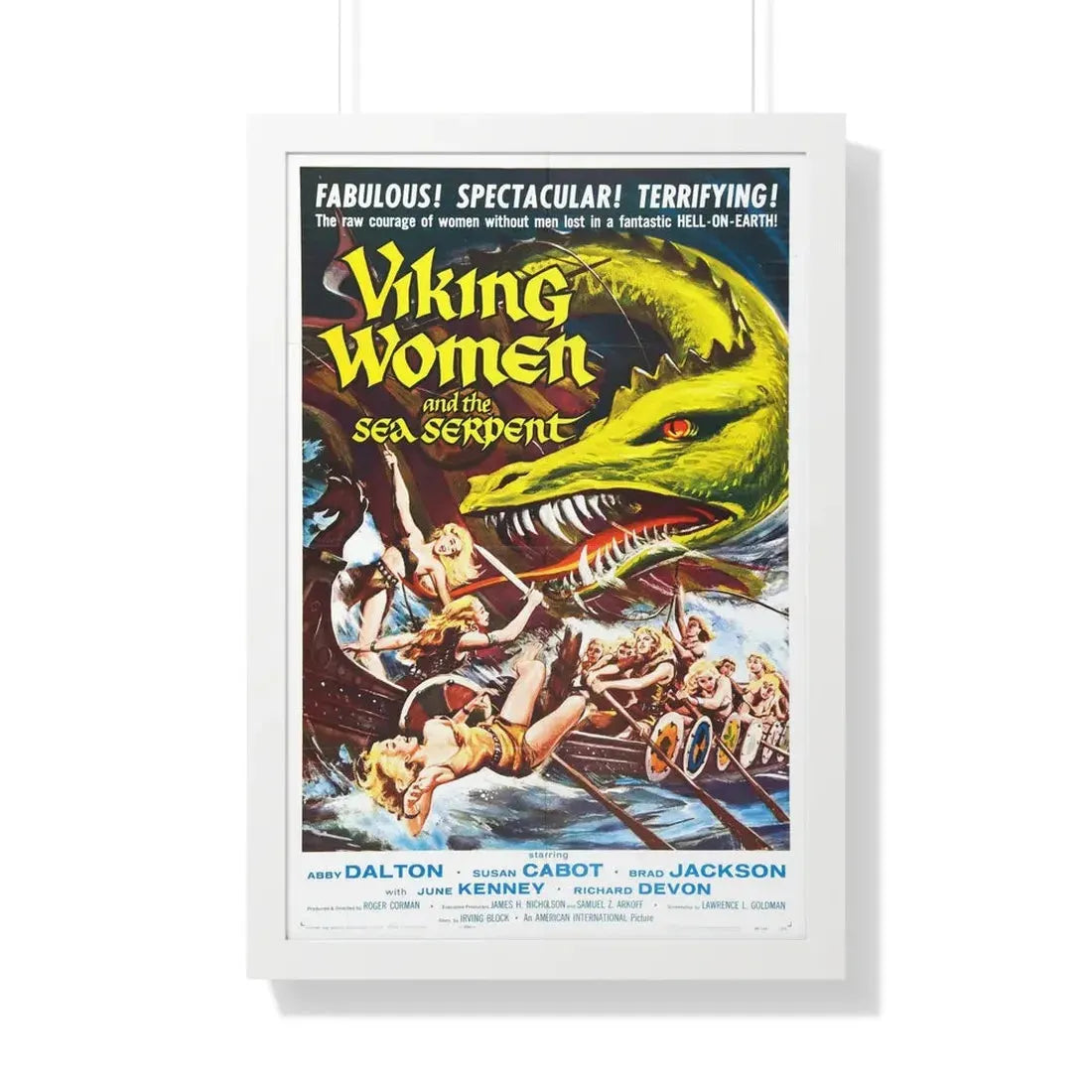 THE SAGA OF THE VIKING WOMEN AND THEIR VOYAGE TO THE WATERS OF THE GREAT SEA SERPENT 1957 - Framed Movie Poster 20" x 30" White - The Sticker Space
