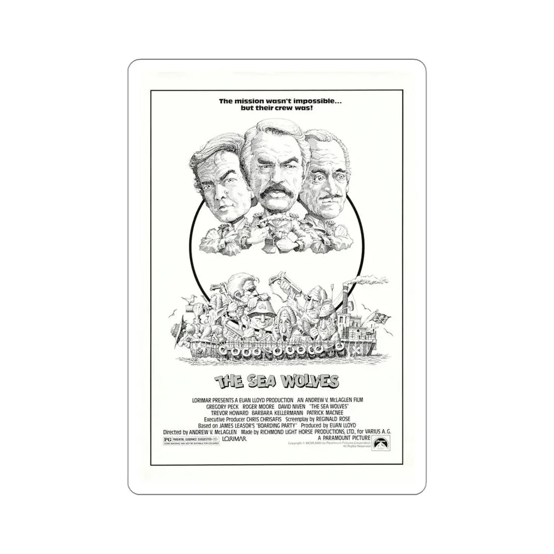 The Sea Wolves 1980 Movie Poster STICKER Vinyl Die-Cut Decal 5 Inch - The Sticker Space
