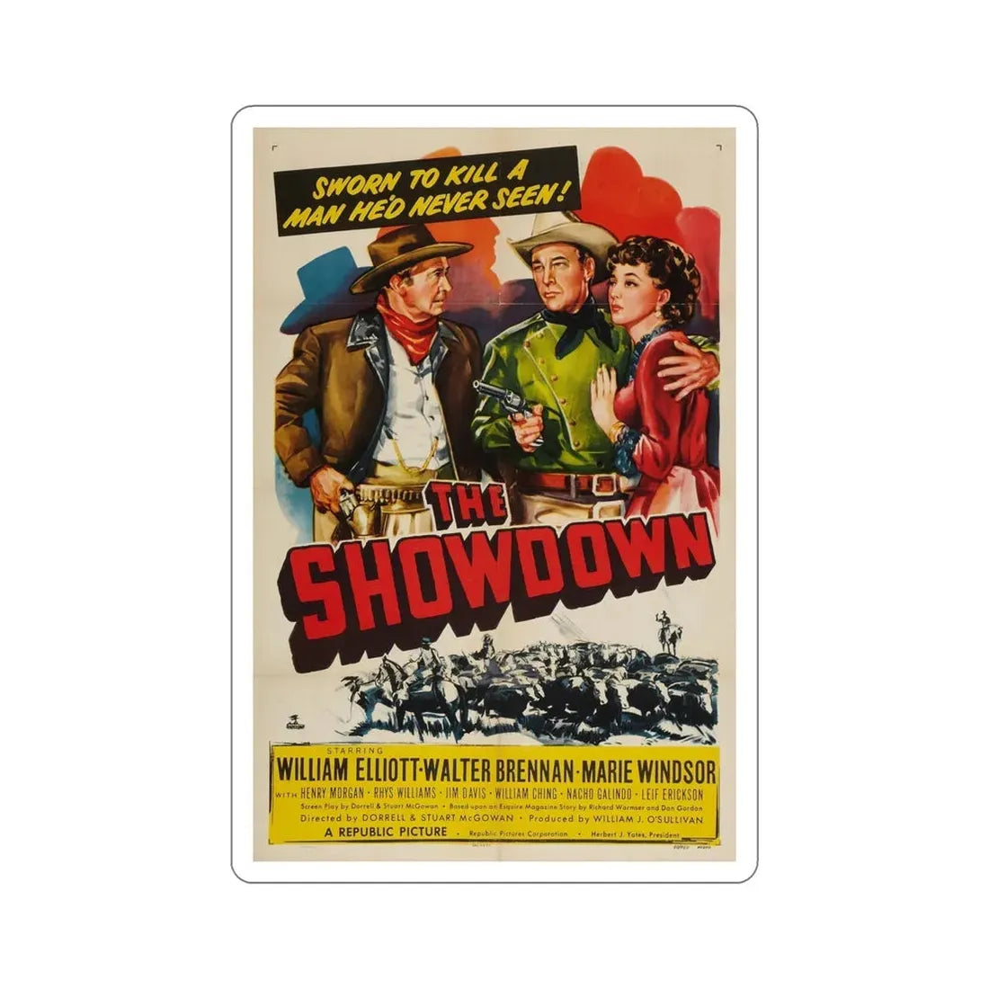 The Showdown 1950 Movie Poster STICKER Vinyl Die-Cut Decal 5 Inch - The Sticker Space