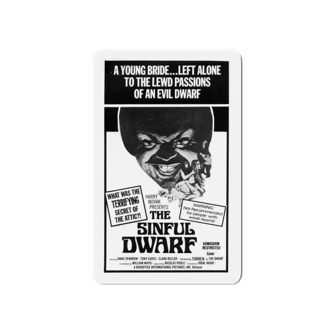 THE SINFUL DWARF 1973 Movie Poster - Refrigerator Magnet 5 Inch Die-Cut - The Sticker Space