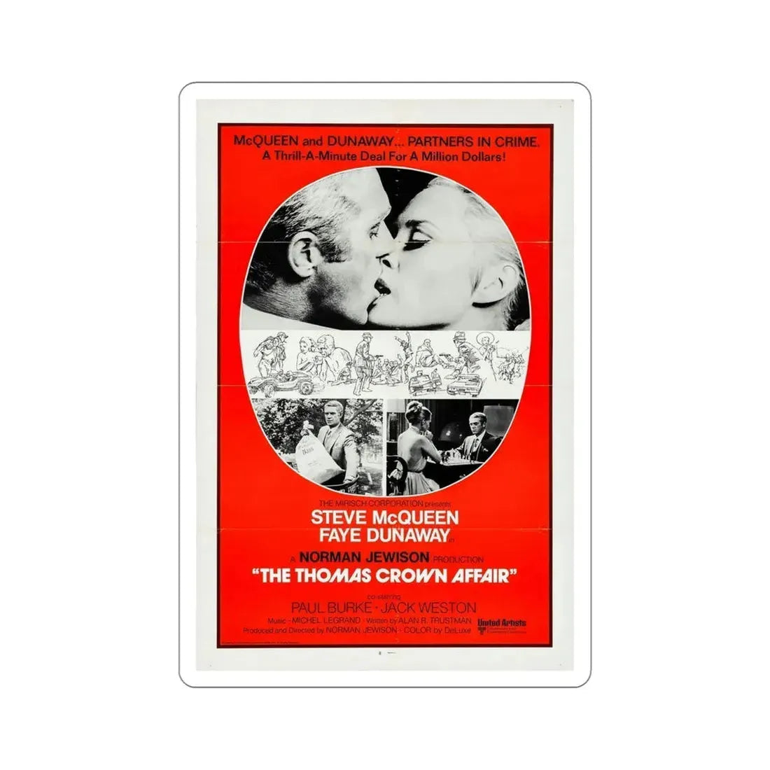 The Thomas Crown Affair 1968 Movie Poster STICKER Vinyl Die-Cut Decal 5 Inch - The Sticker Space