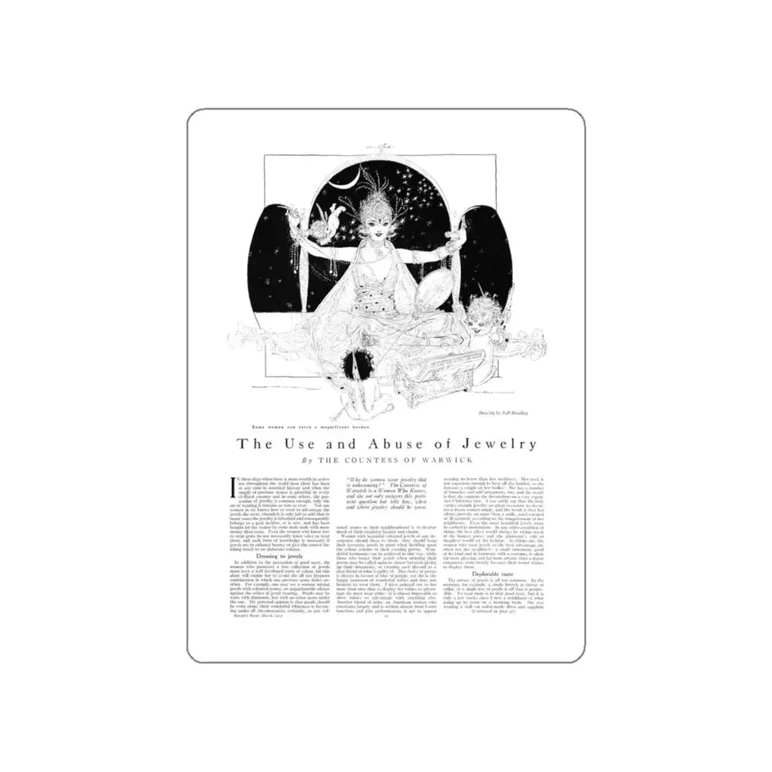 The Use and Abuse of Jewelry, Harper's Bazaar, March 1915 (Magazine Illustration) STICKER Vinyl Die-Cut Decal White Die-Cut 6 Inch - The Sticker Space