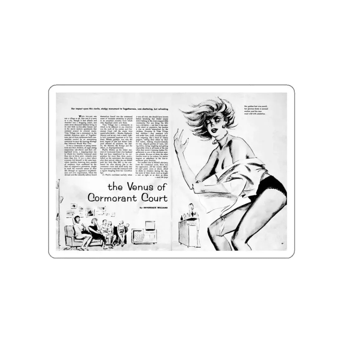 The Venus of Cormorant Court, Adam magazine, October 1958 (Magazine Illustration) STICKER Vinyl Die-Cut Decal White Die-Cut 6 Inch - The Sticker Space