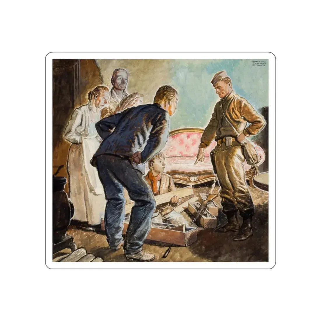 The Victor, story illustration (Magazine Illustration) STICKER Vinyl Die-Cut Decal White Die-Cut 6 Inch - The Sticker Space