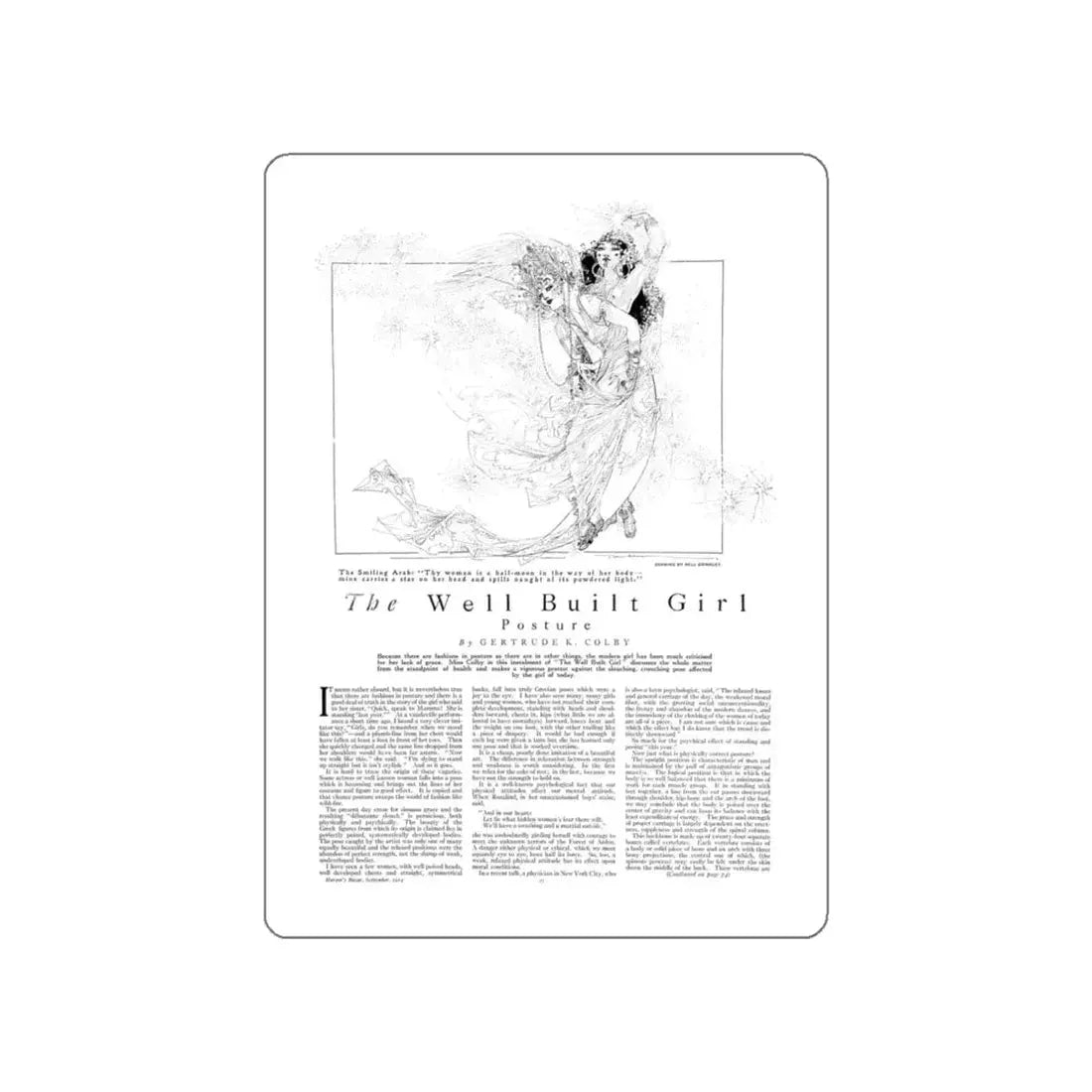 The Well Built Girl - Posture, Harper's Bazaar, September 1914 (Magazine Illustration) STICKER Vinyl Die-Cut Decal White Die-Cut 6 Inch - The Sticker Space