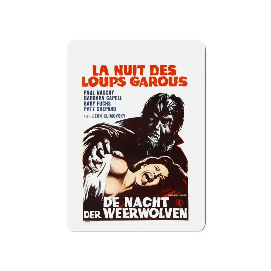 THE WEREWOLF VS THE VAMPIRE WOMAN (BELGIAN) 1971 Movie Poster - Refrigerator Magnet 5 Inch Die-Cut - The Sticker Space