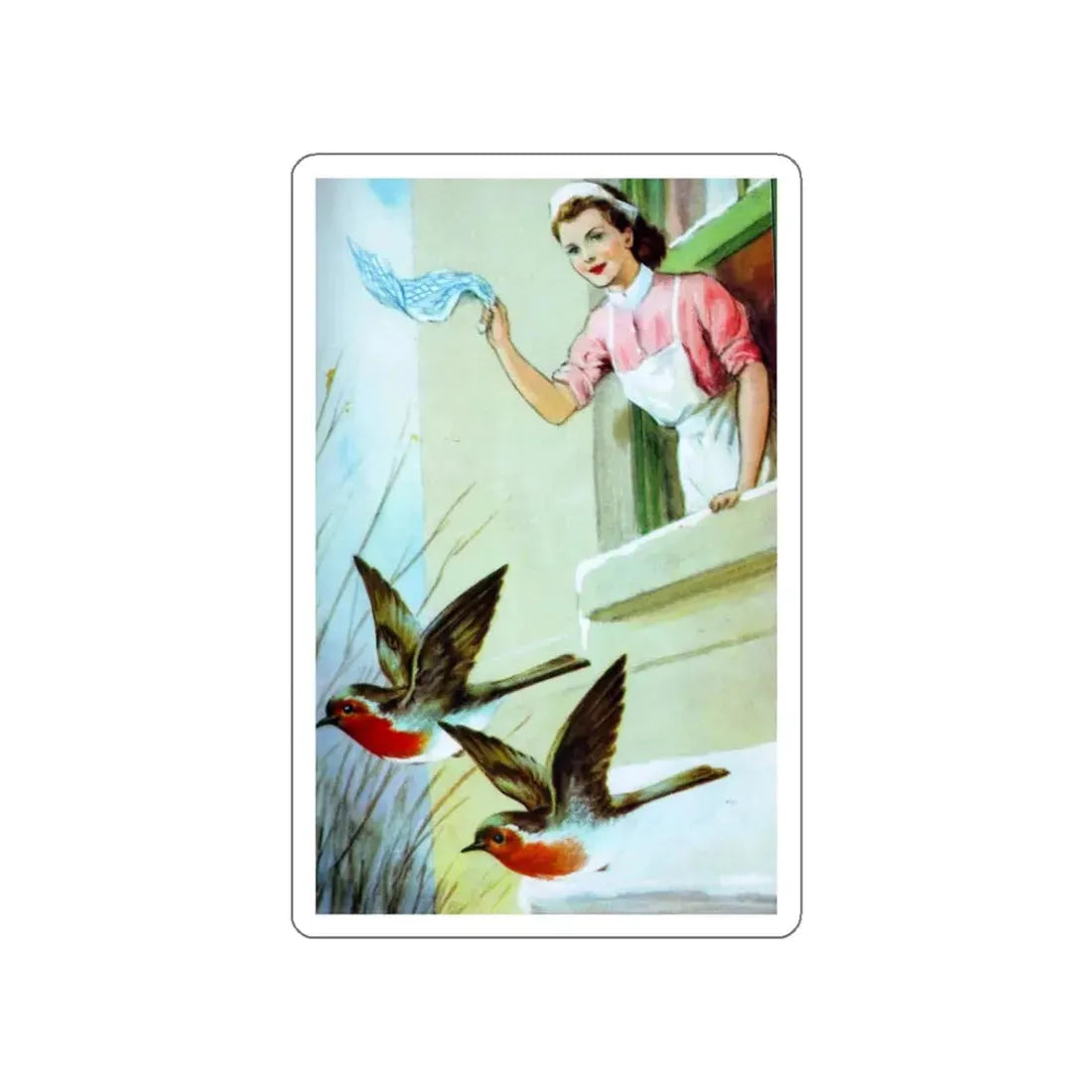 The Wise Robin by Noel Barr (2). Ladybird, 1952 (Magazine Illustration) STICKER Vinyl Die-Cut Decal White Die-Cut 6 Inch - The Sticker Space