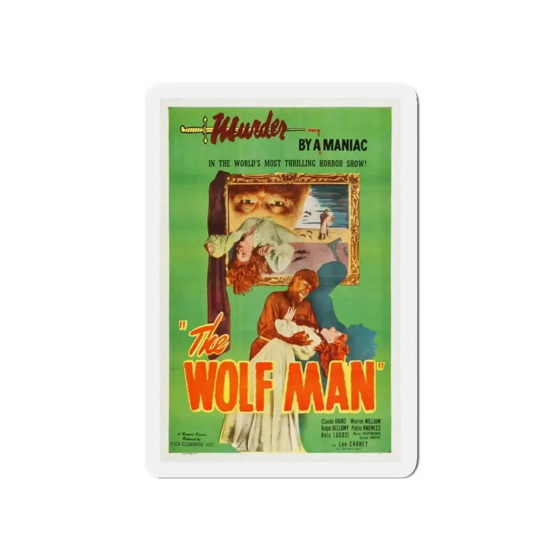 THE WOLF MAN (REISSUE) 1941 Movie Poster - Refrigerator Magnet 5 Inch Die-Cut - The Sticker Space