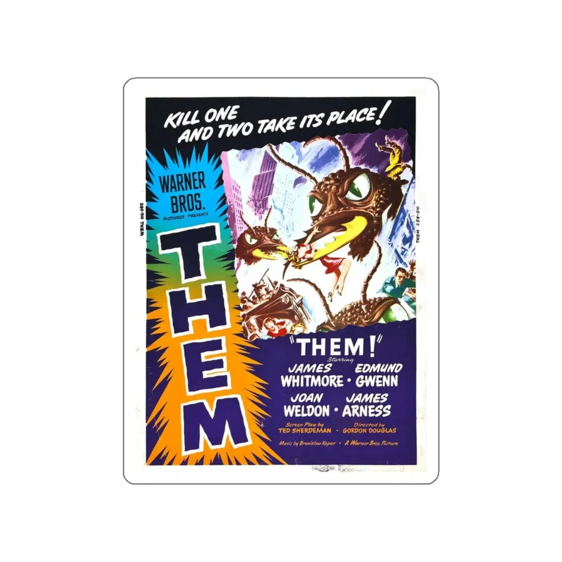 THEM! (2) 1954 Movie Poster STICKER Vinyl Die-Cut Decal 5 Inch - The Sticker Space