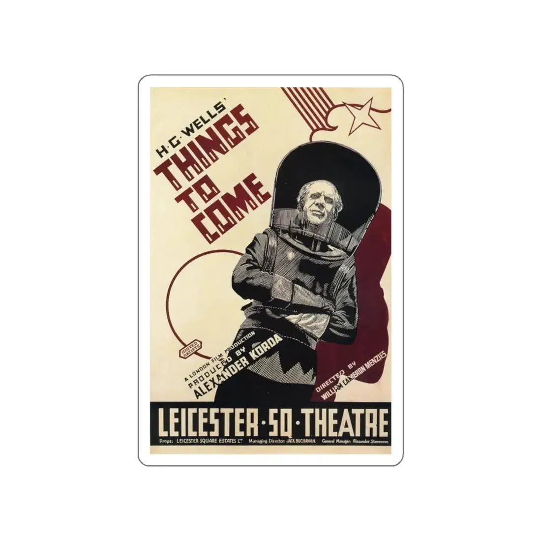 THINGS TO COME (3) 1936 Movie Poster STICKER Vinyl Die-Cut Decal 5 Inch - The Sticker Space