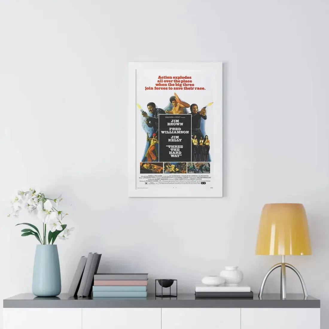 THREE THE HARD WAY 1974 - Framed Movie Poster - The Sticker Space