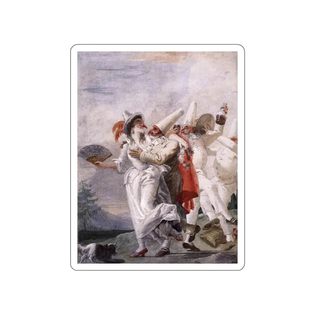 TIEPOLO, Giovanni Domenico - Pulcinella in Love (Artwork) STICKER Vinyl Die-Cut Decal White Die-Cut 6 Inch - The Sticker Space