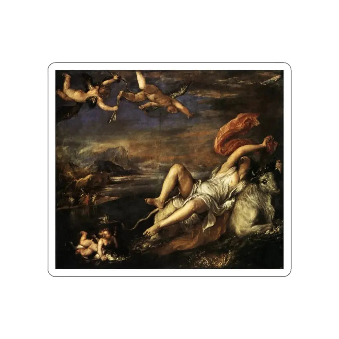 TIZIANO Vecellio - Rape of Europa (Artwork) STICKER Vinyl Die-Cut Decal White Die-Cut 6 Inch - The Sticker Space