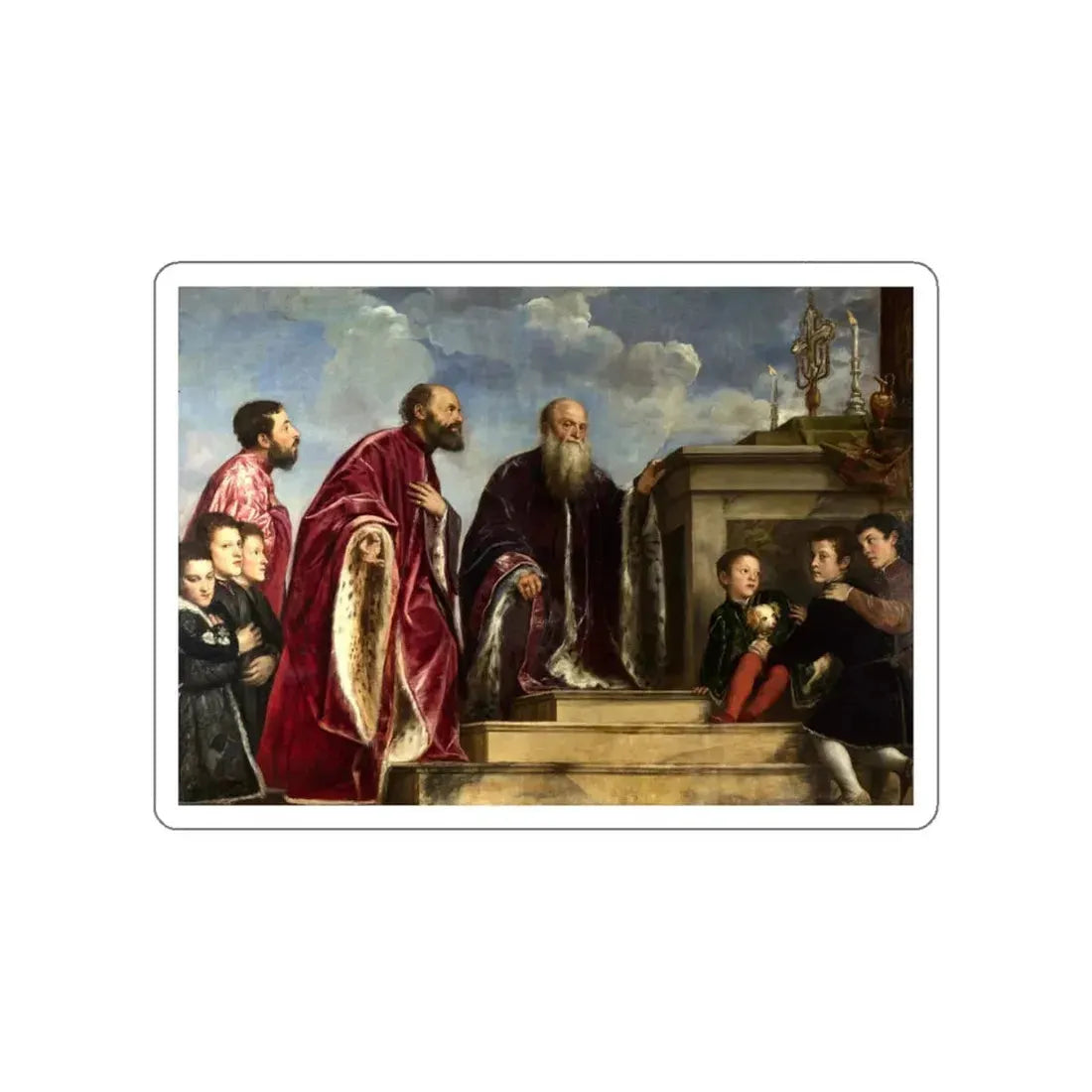 TIZIANO Vecellio - The Vendramin Family Venerating a Relic of the True Cross (Artwork) STICKER Vinyl Die-Cut Decal White Die-Cut 6 Inch - The Sticker Space