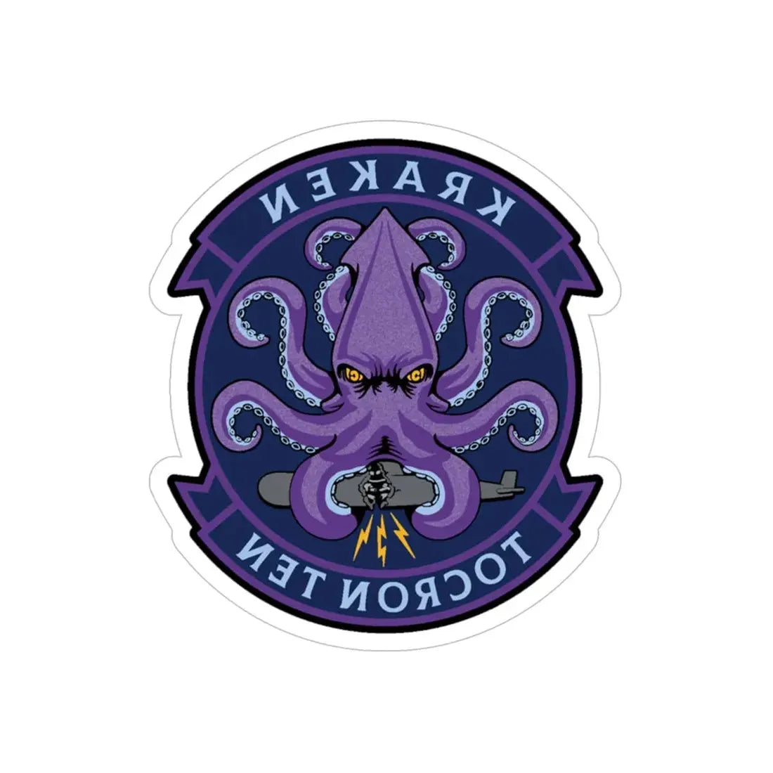 TOCRON TEN KRAKEN (U.S. Navy) REVERSE PRINT Transparent Die-Cut STICKER 5 Inch Die-Cut Transparent - The Sticker Space