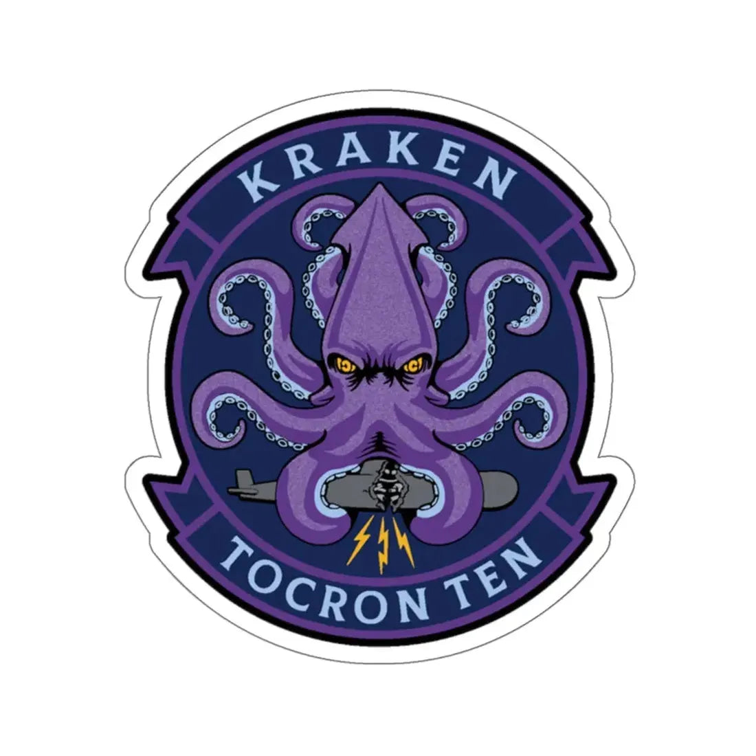 TOCRON TEN KRAKEN (U.S. Navy) STICKER Vinyl Kiss-Cut Decal 6 Inch White - The Sticker Space