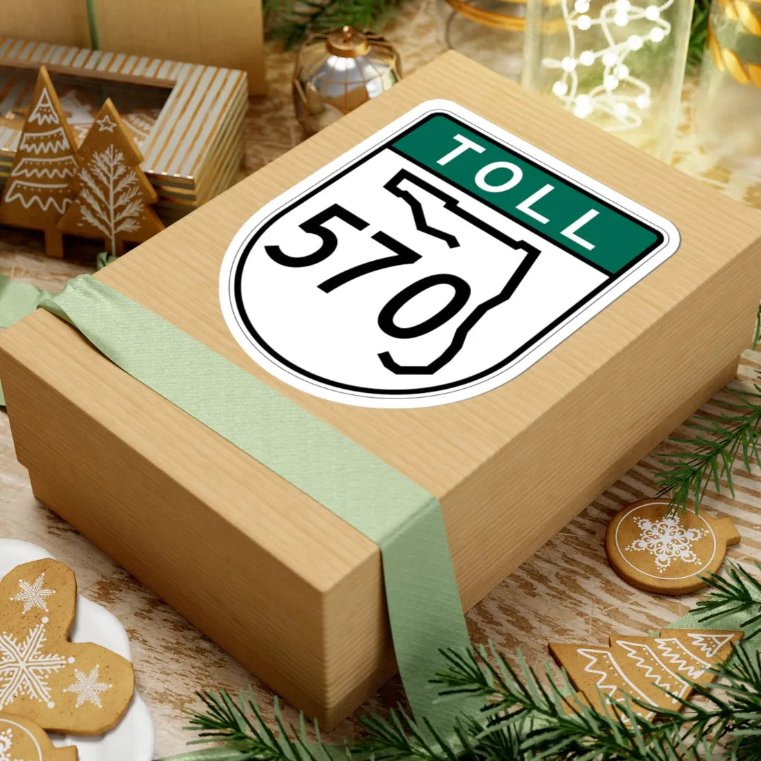 Toll Florida 570 old-green (Florida) (Road Sign) STICKER Vinyl Kiss-Cut Decal - The Sticker Space