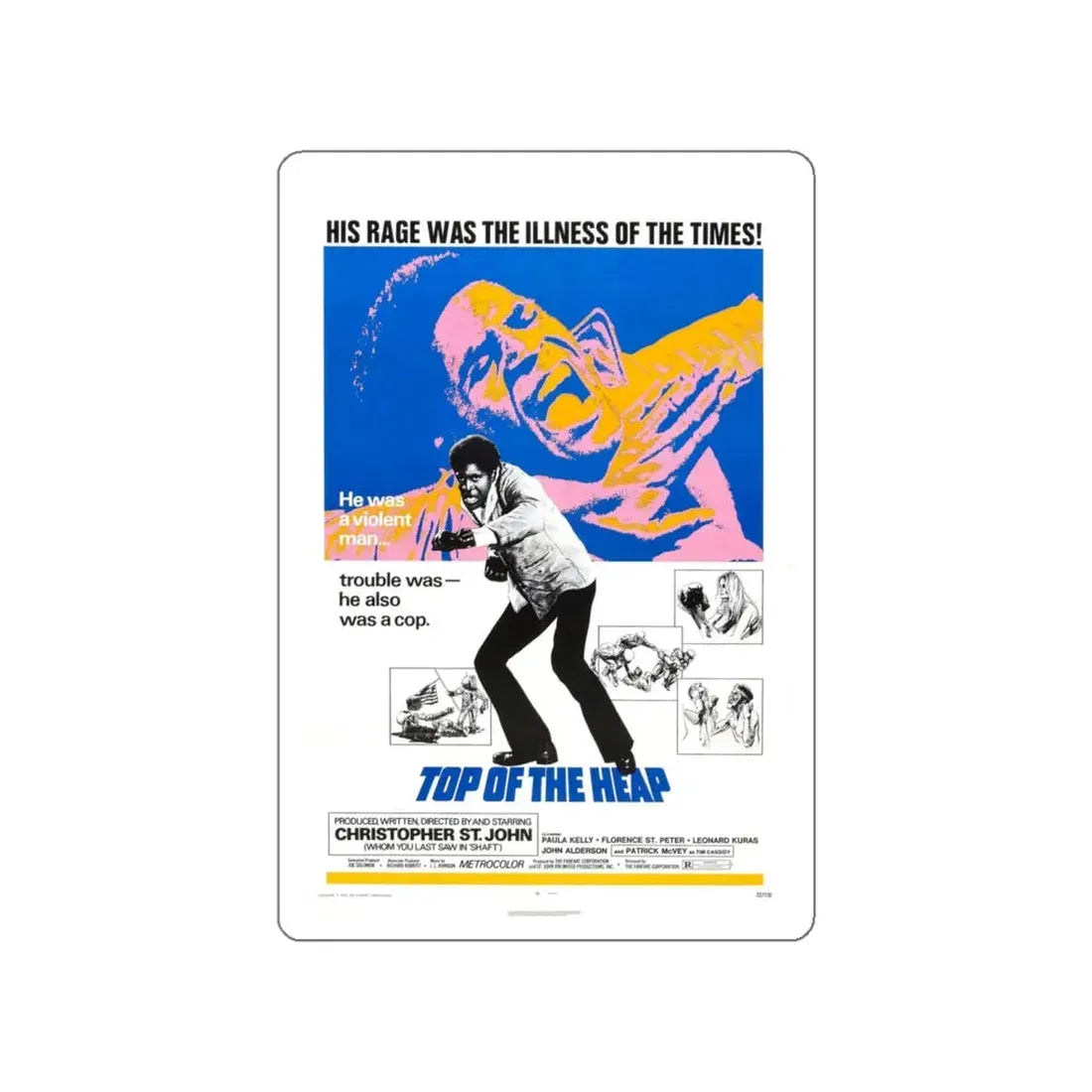 TOP OF THE HEAP 1972 Movie Poster STICKER Vinyl Die-Cut Decal 5 Inch - The Sticker Space