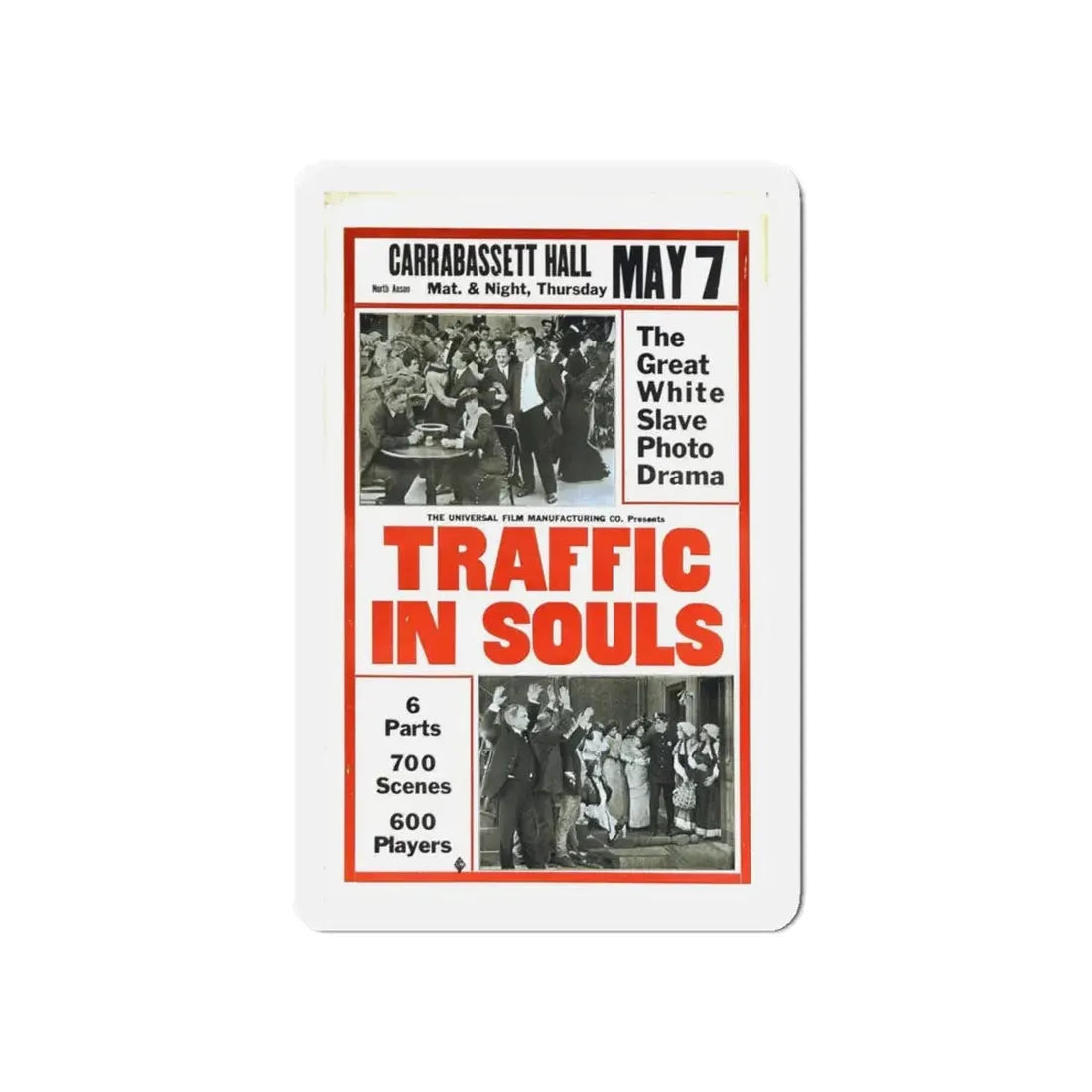 TRAFFIC IN SOULS 1913 Movie Poster - Refrigerator Magnet 5 Inch Die-Cut - The Sticker Space