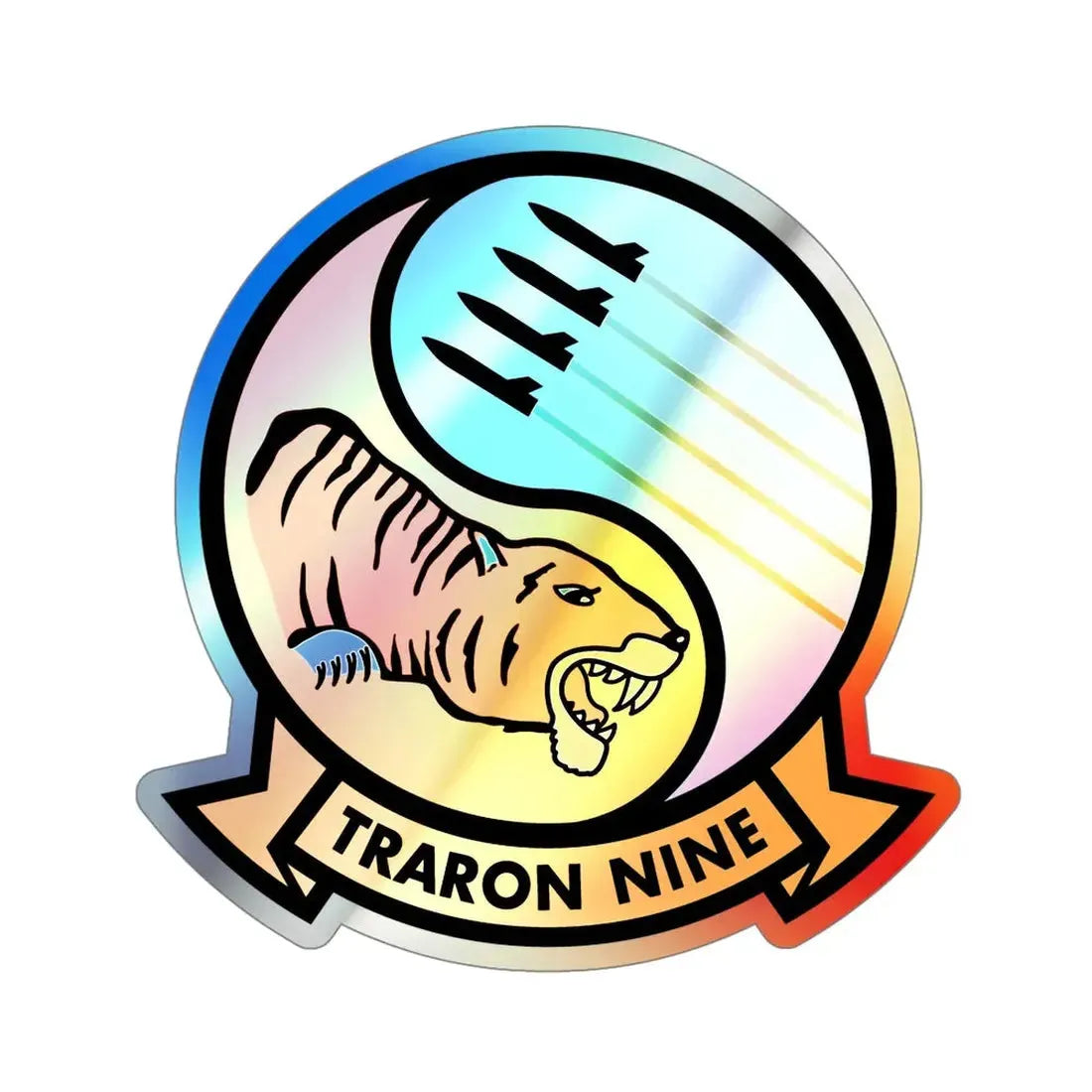 Traron Nine 9 (U.S. Navy) Holographic STICKER Die-Cut Vinyl Decal 5 Inch Holographic - The Sticker Space