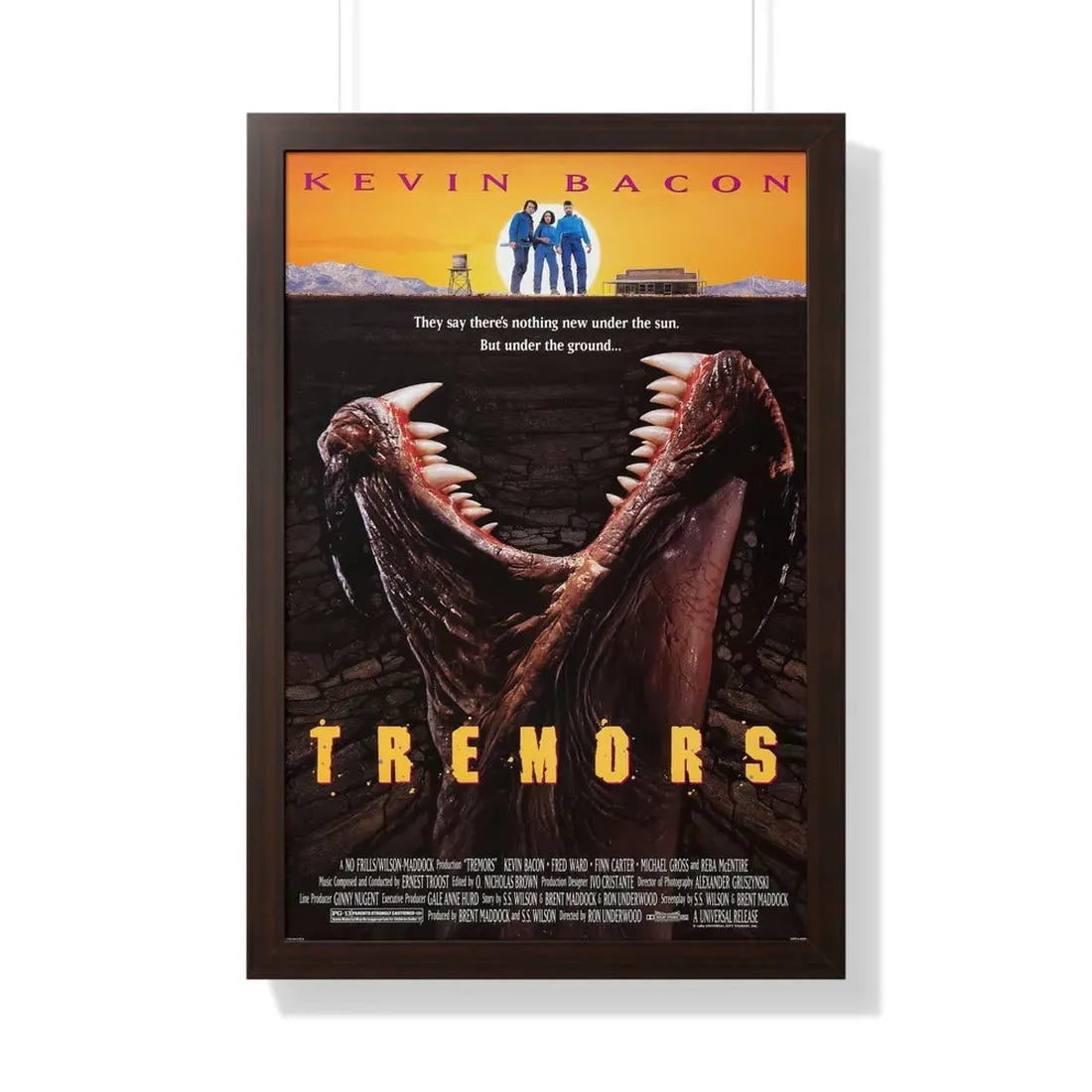 TREMORS 1990 - Framed Movie Poster 20" x 30" Walnut - The Sticker Space