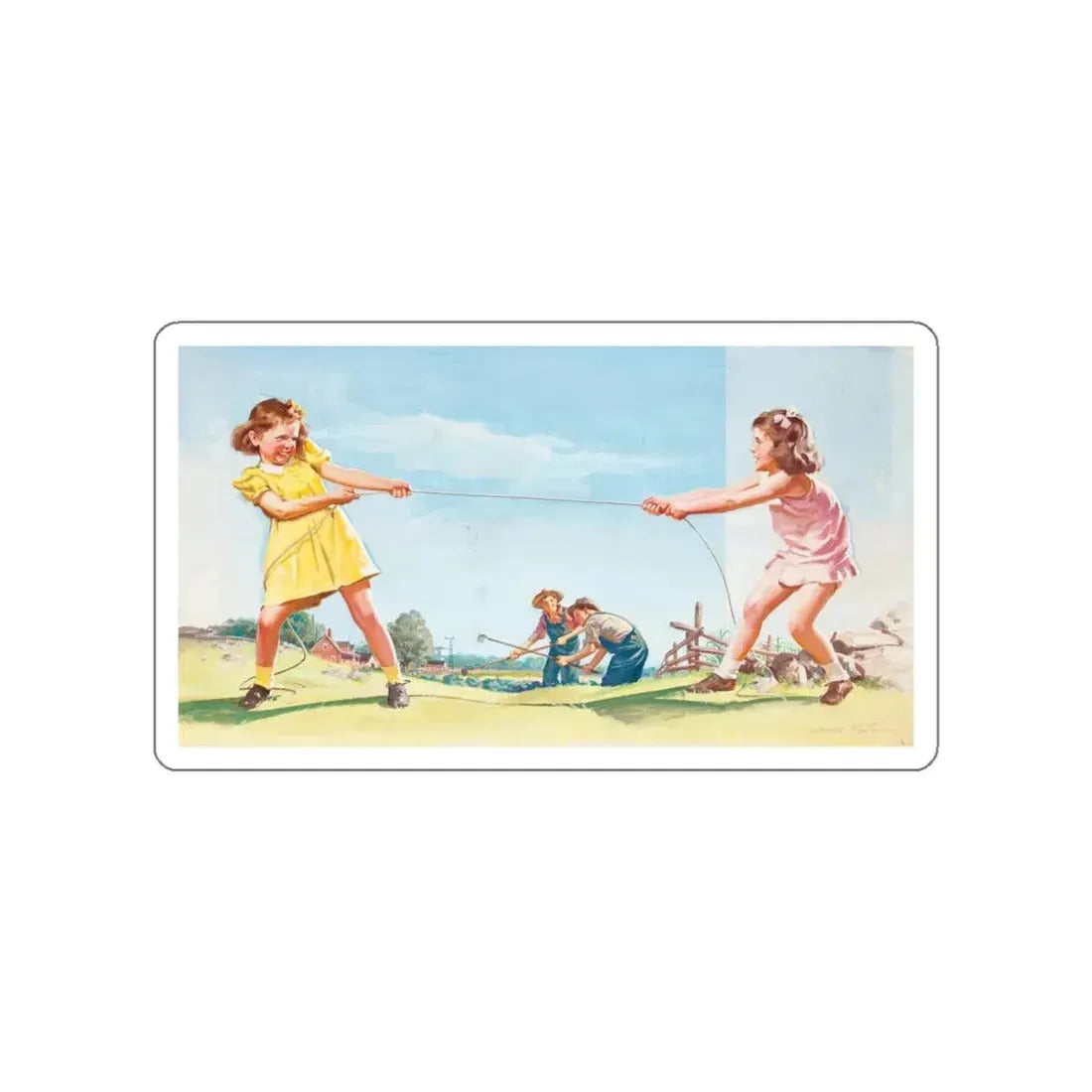 Tug-a-War (Magazine Illustration) STICKER Vinyl Die-Cut Decal White Die-Cut 6 Inch - The Sticker Space