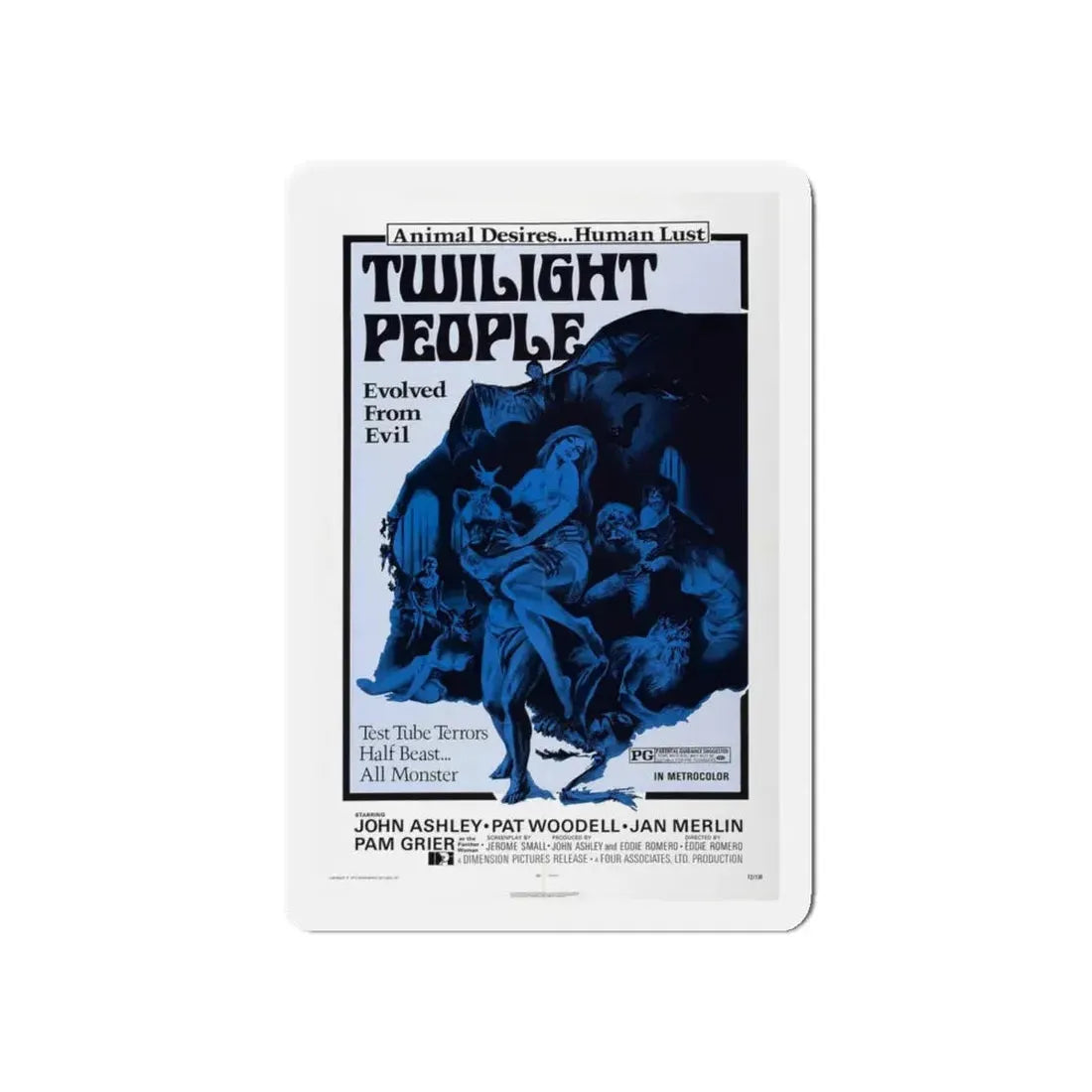 TWILIGHT PEOPLE 1972 Movie Poster - Refrigerator Magnet 5 Inch Die-Cut - The Sticker Space