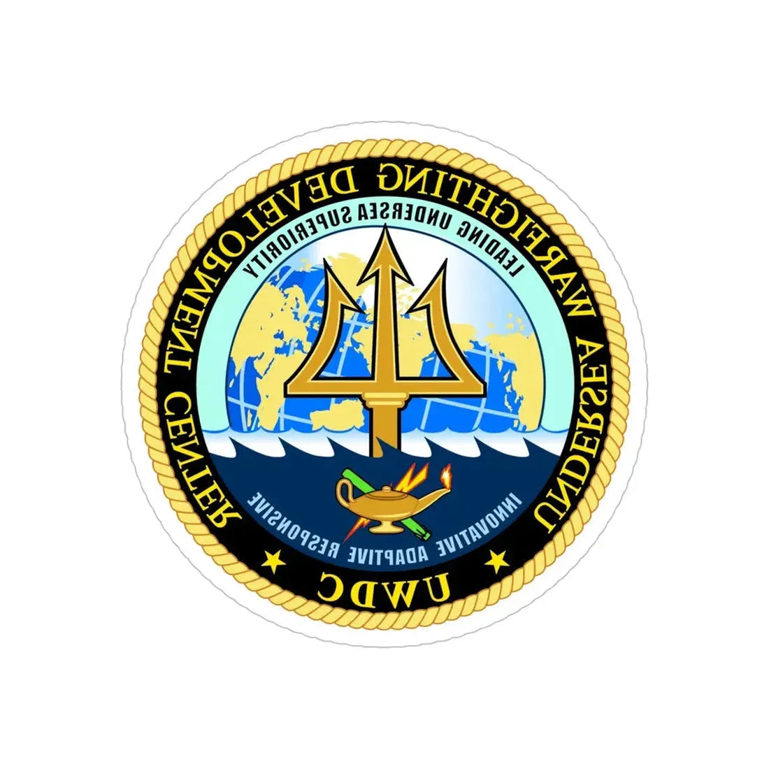 Undersea Warfighting Development Center (U.S. Navy) REVERSE PRINT Transparent Die-Cut STICKER 5 Inch Die-Cut Transparent - The Sticker Space