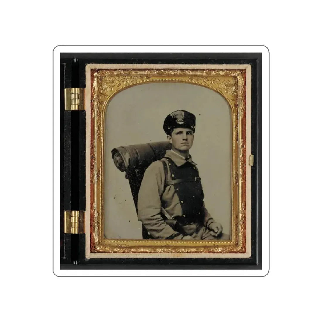 Unidentified Soldier In Confederate Uniform Of The 11th Virginia Regiment With Knapsack And Bedroll (U.S. Civil War) STICKER Vinyl Die-Cut Decal - The Sticker Space