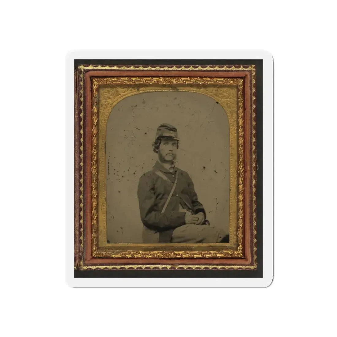 Unidentified Soldier In Union Uniform And Forage Cap With Canteen (U.S. Civil War) Refrigerator Magnet 5 Inch Die-Cut - The Sticker Space